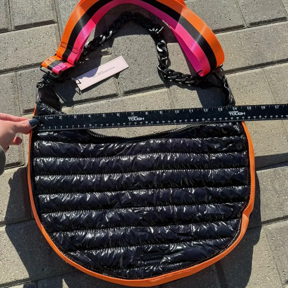 BCBGeneration Handbag Purse Shoulder Crossbody Black Puffer 2-in-1 Hobo‎ NWT $98